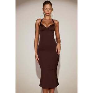 Oh Polly Lace-Trim Elyra Dress- Chocolate Brown US 2/AU 6